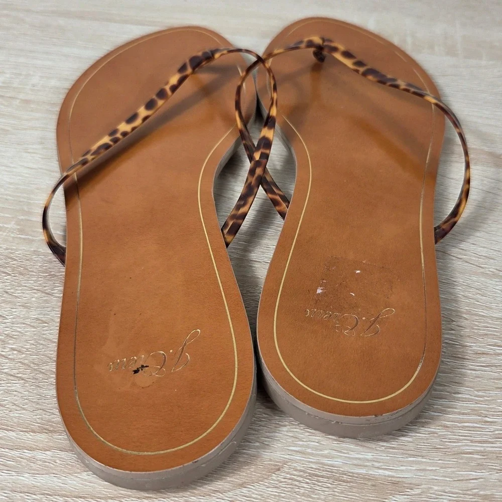 J.Crew Made in Italy Tortoise Flip Flop Sandals Women's 12 Brown Thong